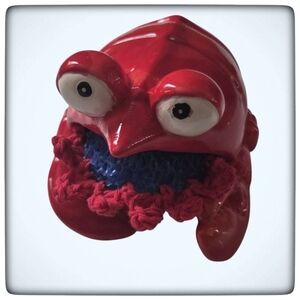 Beachouse Ceramic Lobster Kitchen Sink Scrubby Holder-Ceramic-Handmade Crocheted